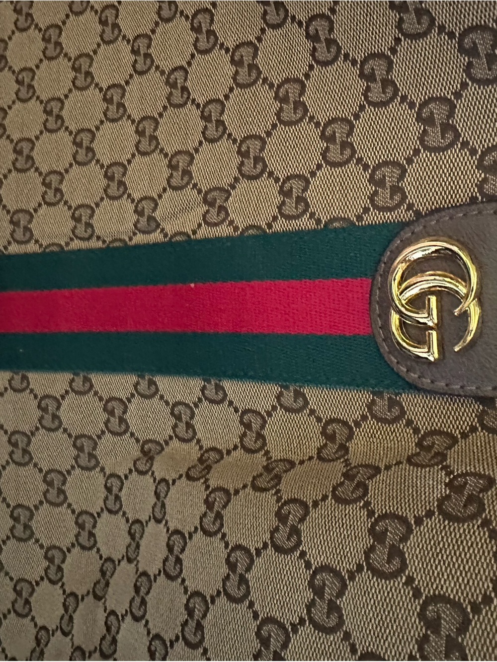 Gucci Brown GG Supreme Canvas Shoulder Bag with Web Stripe - Picture 3 of 10